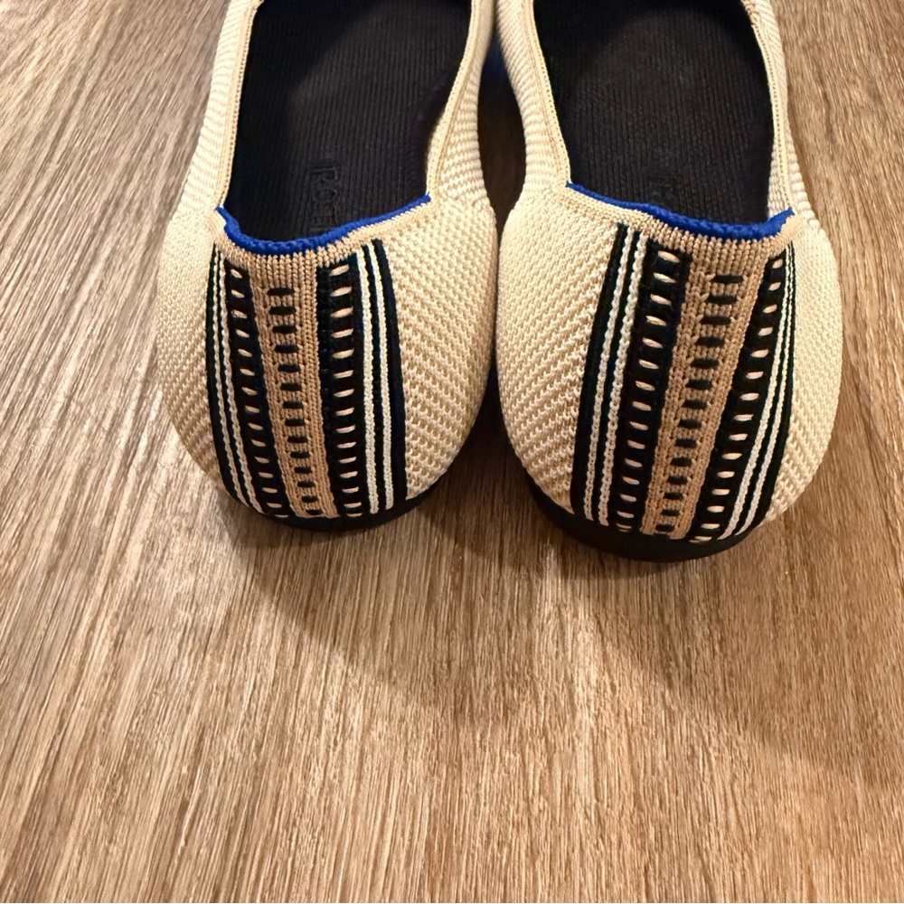 Rothy's The Square in Tuxedo Cap Toe Knit Flats Women's 8.5 Minimalist Preppy - Picture 3 of 7